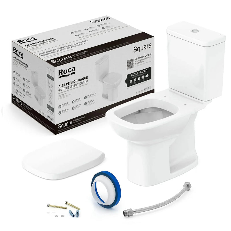 Vaso Sanitário Roca Square Branco com Caixa Acoplada 3/6L Saída Vertical