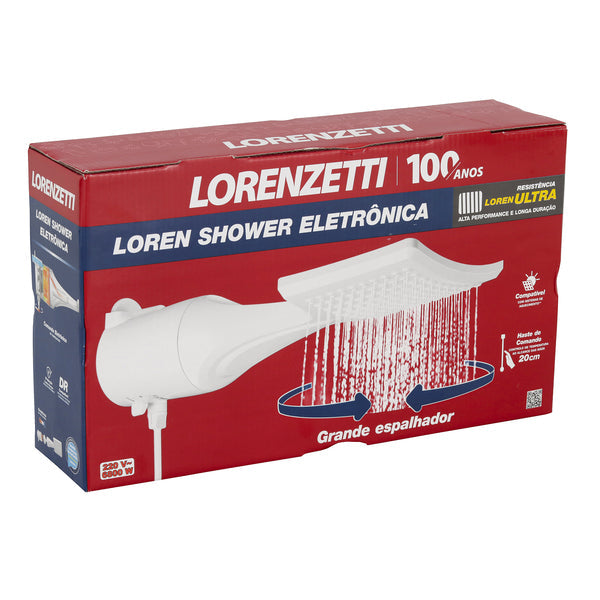 Chuveiro Elétrico Eletrônico Lorenzetti Loren Shower 7500W 220V Branco Quadrado